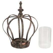 Prodotto Lanterna Corona Marrone Ruggine Con Candela In Vetro Ø14cm H18cm