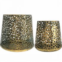 Prodotto Lanterna a vento dorata Ø14/20,5cm H14,5/19,5cm set da 2