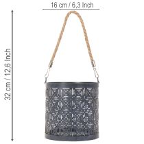Prodotto Portacandele in metallo, lanterna decorativa con manico, antracite, Ø16cm, 2 pezzi