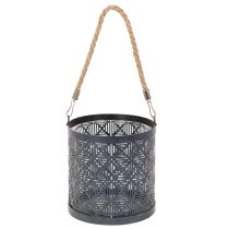 Prodotto Portacandele in metallo, lanterna decorativa con manico, antracite, Ø16cm, 2 pezzi