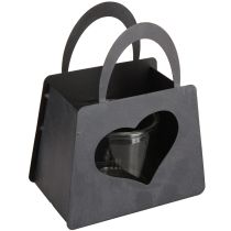 Prodotto Lanterna Decorazione in metallo Borsa con cuore Antracite H18cm 2pz