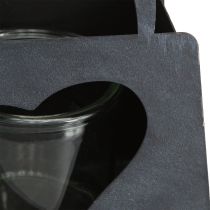 Prodotto Lanterna Decorazione in metallo Borsa con cuore Antracite H18cm 2pz