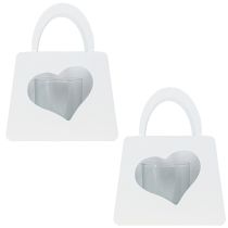 Prodotto Borsa decorativa in metallo lanterna con cuore bianco H18cm 2 pezzi