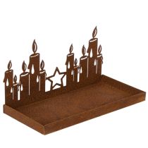 Prodotto Lanterna in metallo con inserto in vetro, finitura in metallo arrugginito, portacandele decorativo, 21,5 cm