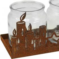 Lanterna in metallo con inserto in vetro patina candele decorative 21,5 cm