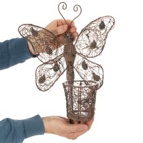 Prodotto Lanterna in metallo, decorazione da parete, farfalla, finitura ruggine, 36,5 cm
