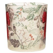 Prodotto Portacandele votivo in vetro con rami natalizi e nastro rosso, 8 cm, 2 pezzi