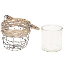 Prodotto Portacandele, vetro, metallo, salice, Ø10,5 cm, 3 pezzi