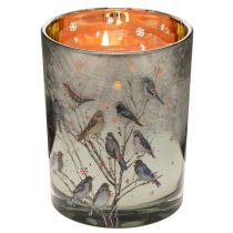Prodotto Portacandele con uccellini, design invernale, lucido, 12 cm