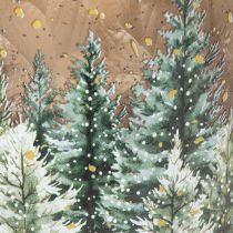 Prodotto Portacandele in vetro con decorazione a tema foresta di abeti, ideale per l'inverno, 15 cm.