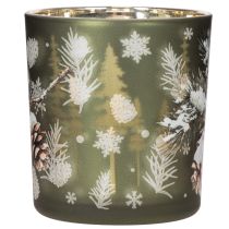 Prodotto Portacandele in vetro con ramo di abete invernale, 8 cm, 2 pezzi