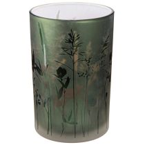 Prodotto Lanterna in vetro bianco con motivo prato verde H18cm