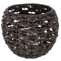Prodotto Portacandele intrecciato, nero e marrone, decorazione estiva, Ø31cm H25cm