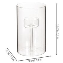 Prodotto Portacandele in vetro con inserto per candele a colonna 15 cm, 2 pezzi