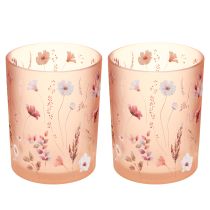 Prodotto Lanterna decorativa in vetro con motivo floreale per eleganti accenti domestici, 12,5 cm, 2 pezzi