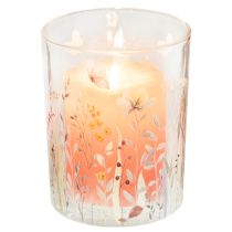 Prodotto Lanterna decorativa in vetro con motivo a prato con farfalle per eleganti accenti domestici, 18 cm, 2 pezzi
