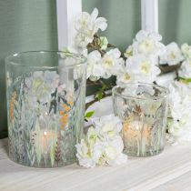 Prodotto Lanterna decorativa in vetro con motivo a prato con farfalle per eleganti accenti domestici, 18 cm, 2 pezzi