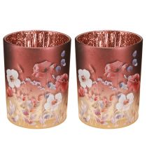 Prodotto Lanterna decorativa in vetro con motivo floreale per eleganti accenti domestici, 12,5 cm, 2 pezzi