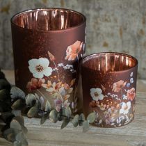 Prodotto Lanterna decorativa in vetro con motivo floreale per eleganti accenti domestici, 12,5 cm, 2 pezzi