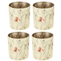 Prodotto Lanterna decorativa in vetro con motivo floreale per creare accenti suggestivi in casa, 8 cm, 4 pezzi.
