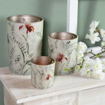 Prodotto Lanterna decorativa in vetro con motivo floreale per creare accenti suggestivi in casa, 8 cm, 4 pezzi.