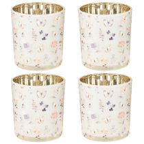Prodotto Lanterna decorativa in vetro con motivo a farfalla per eleganti accenti domestici, 8 cm, 4 pezzi
