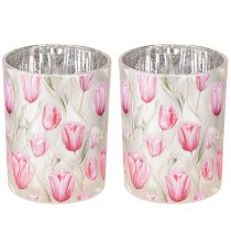 Prodotto Elegante lanterna con motivo a tulipano per una suggestiva decorazione primaverile, 12,5 cm, 2 pezzi.