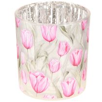 Prodotto Lanterna decorativa in vetro con motivo a tulipano per dare un tocco primaverile alla casa, 8 cm, 4 pezzi.