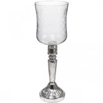 Lanterna vetro candela vetro aspetto antico trasparente, argento Ø11.5cm H34.5cm