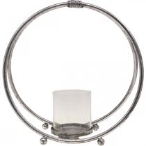 Prodotto Lanterna portacandele in metallo vetro argento Ø33cm