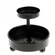 Lanterna Vetro Portacandele Metallo Nero H18cm