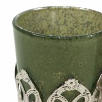 Lanterna vetro metallo decoro verde lilla Ø5,5 cm H5,5 cm 4 pezzi