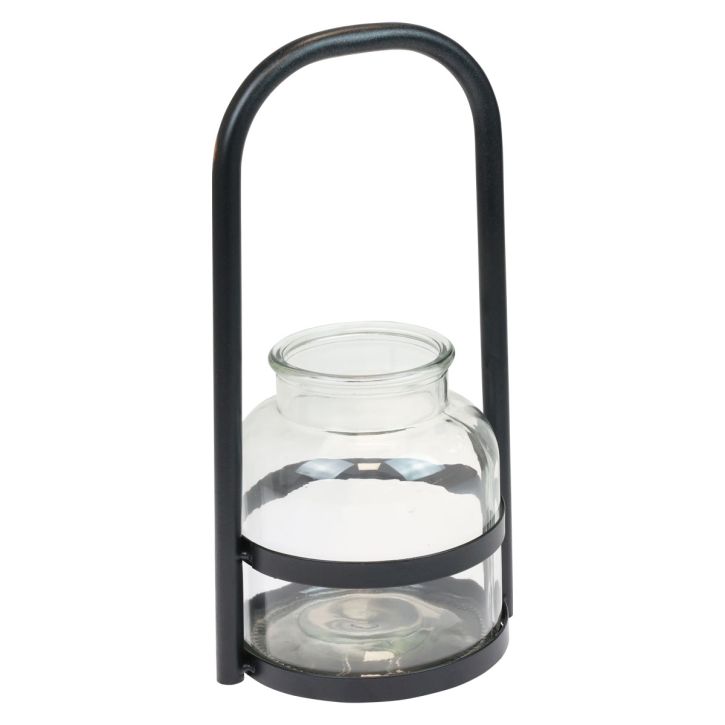Prodotto Lanterna metallo decorazione vetro nero manico trasparente Ø14,5cm