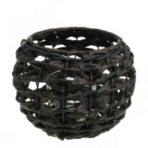 Prodotto Lanterna intrecciata in vetro rattan nero, marrone, candela Ø23cm H18cm