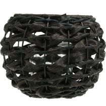 Prodotto Lanterna intrecciata in vetro rattan nero, marrone, candela Ø23cm H18cm