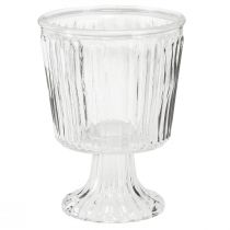 Prodotto Coppa lanterna in vetro decorazione in vetro scanalato Ø11,5cm H15cm