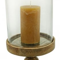 Lanterna in vetro su base in legno vetro decorativo aspetto antico Ø22cm H45cm