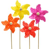 Mulino a vento mini colori assortiti con pois Ø8cm 12pz
