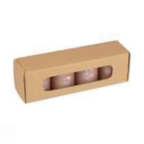 Prodotto Candele natalizie rosa, candele a colonna, set da 4, decorazione invernale Ø5cm H6cm