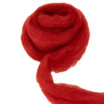 Prodotto Cordino di lana, lana decorativa, rosso, 2 m di feltro di lana per floricoltura, decorazione e artigianato