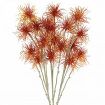Xanthium fiore artificiale decorazione autunnale arancione 6 fiori 80 cm 3 pezzi