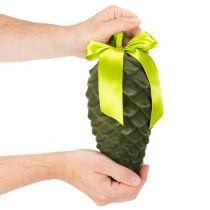 Prodotto Ciondoli a forma di pigna artificiale con nastro e fiocco regalo, 23 cm, 3 pezzi