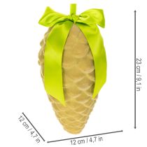 Prodotto Ciondoli a forma di pigna artificiale con nastro e fiocco regalo, 23 cm, 3 pezzi