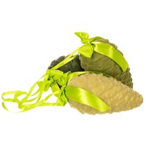 Prodotto Ciondoli a forma di pigna artificiale con nastro e fiocco regalo, 23 cm, 3 pezzi