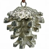Coni decorativi a forma di pigna da appendere in argento H6cm