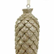 Prodotto Decorazione per albero di Natale Cono Oro scintillante 11 cm 4 pezzi