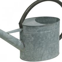 Prodotto Annaffiatoio in metallo vintage, grigio argento, elegante decorazione da giardino, vaso per fiori, L53cm H29cm