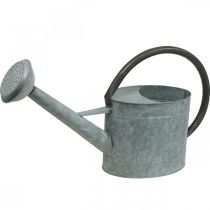 Prodotto Annaffiatoio in metallo Decorazione da giardino Vintage grigio argento L53cm H29cm