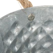 Prodotto Ciotola ovale in zinco con manici in corda, 27 cm x 17,5 cm, H12 cm
