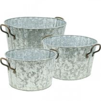 Set di 3 fioriere decorative in metallo zinco Ø26,5/30,5/34,5 cm
